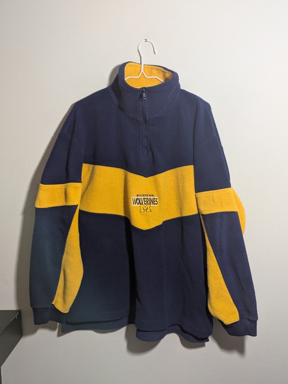 Vintage 90s Michigan Wolverines Mens XL 1/4 Zip Pullover Fleece Sweatshirt